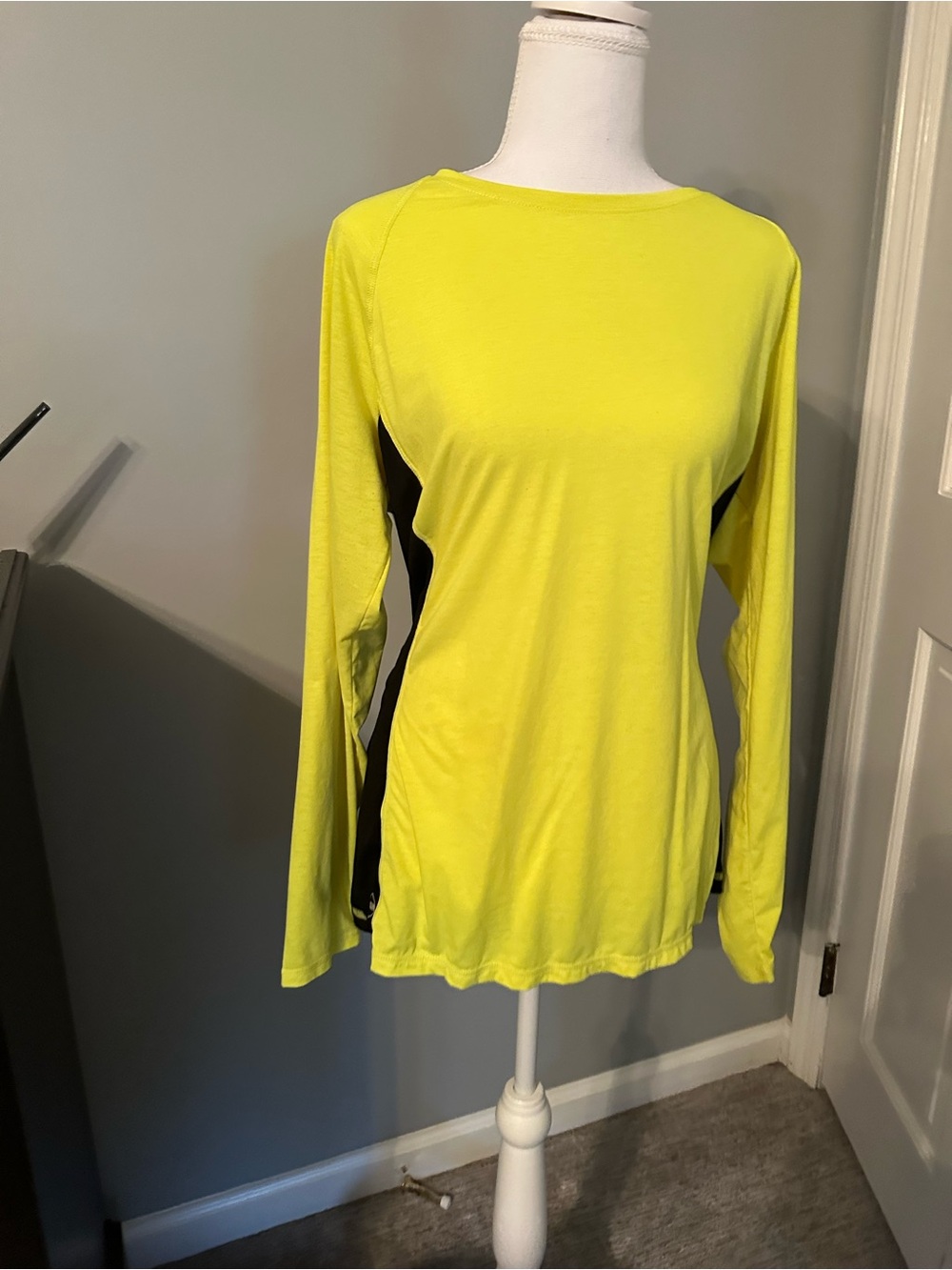 Lauren Ralph Lauren Neon Yellow Long-Sleeve Tee with Black Side Panels